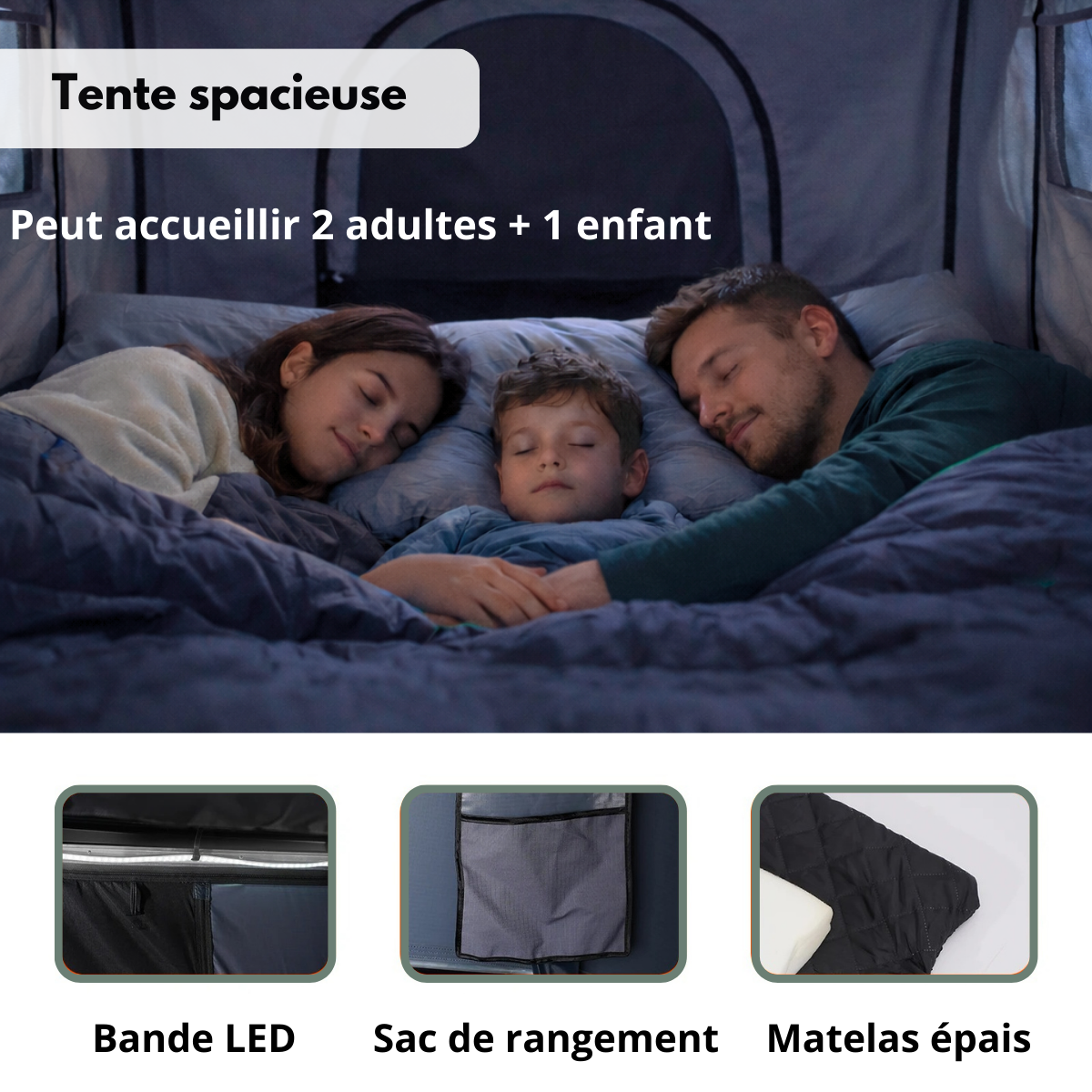 Tente de toit voiture 2–3 places – Coque rigide