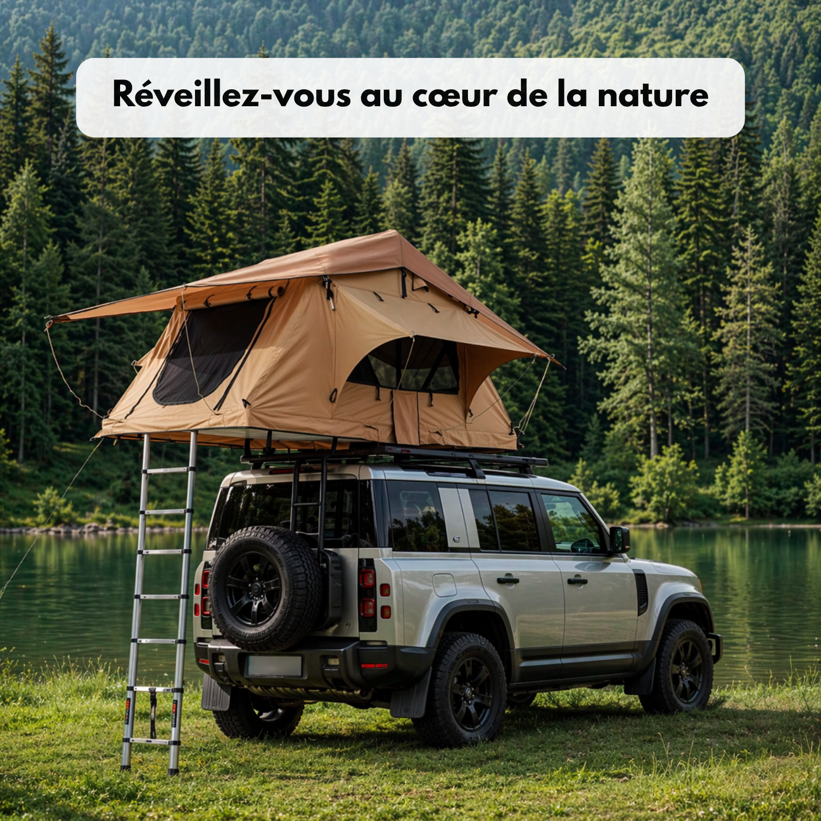 Tente de toit voiture 3 places – Format standard (336 x 265 cm)