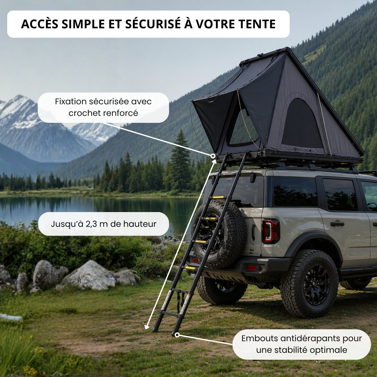 Tente de toit voiture 3 places – Format compact