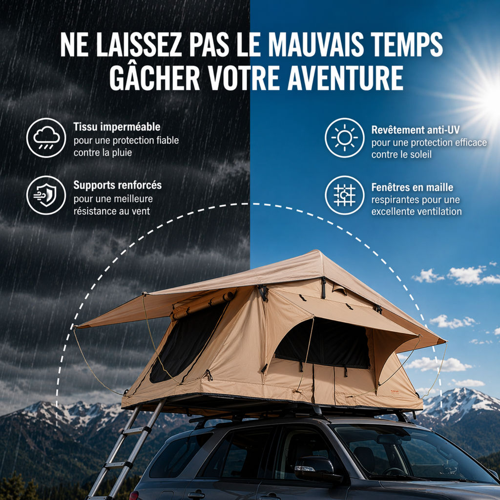 Tente de toit voiture 3 places – Format standard (336 x 265 cm)