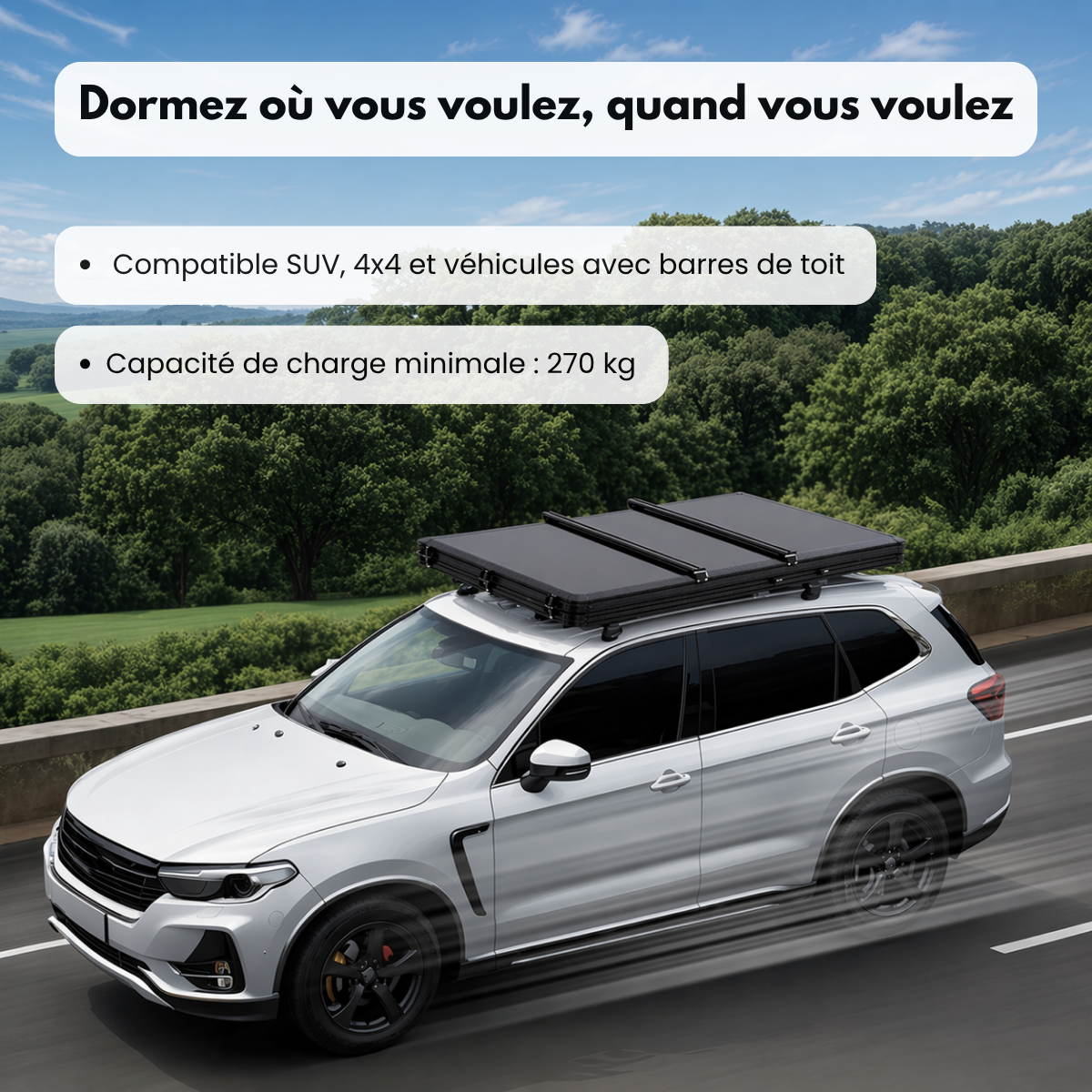Tente de toit voiture 3 places – Format compact