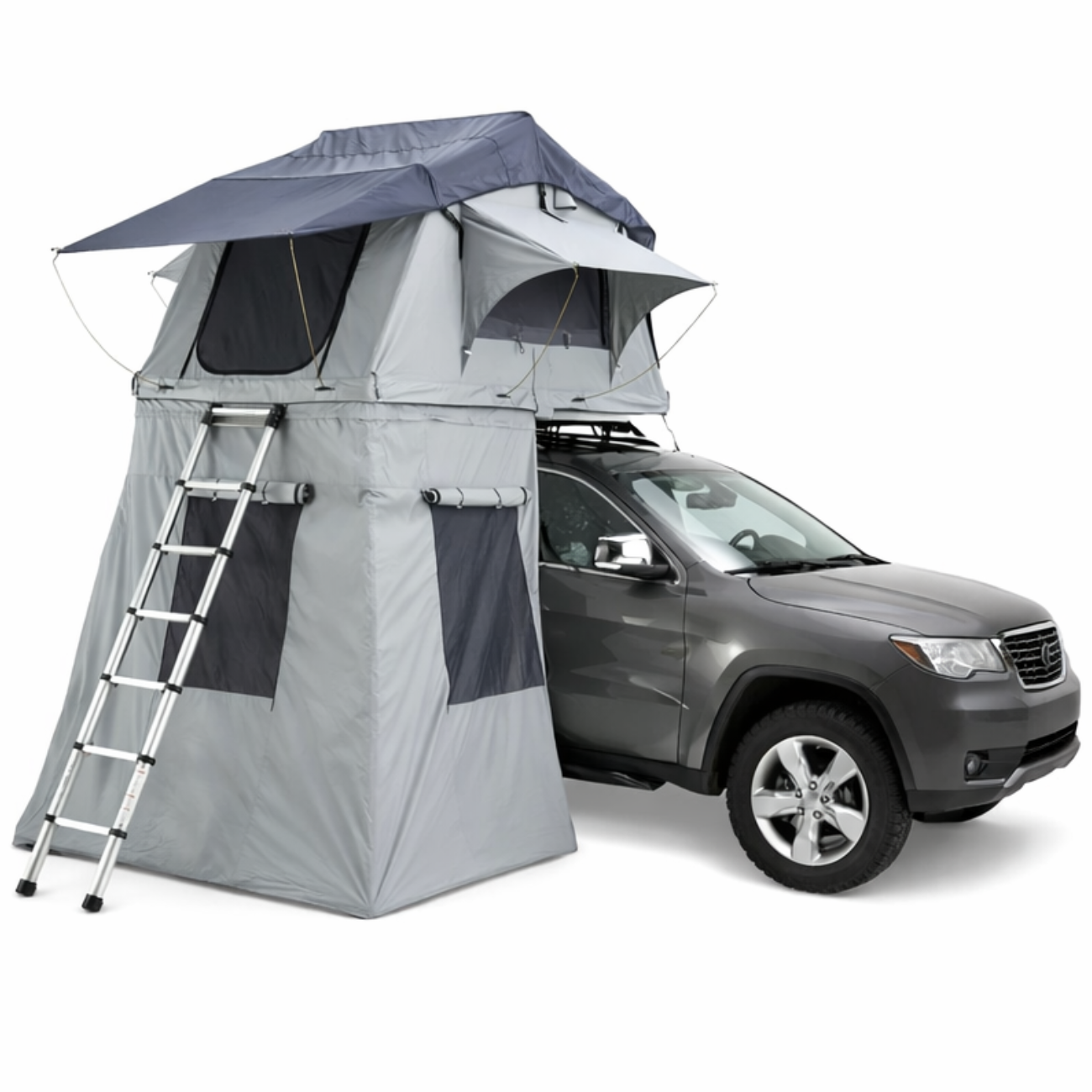 Tente de toit extensible 3 places avec espace au sol - Gris