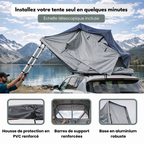 Tente de toit extensible 3 places avec espace au sol - Gris