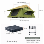 Tente de toit extensible 3 places avec espace au sol - Vert