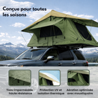 Tente de toit extensible 3 places avec espace au sol - Vert