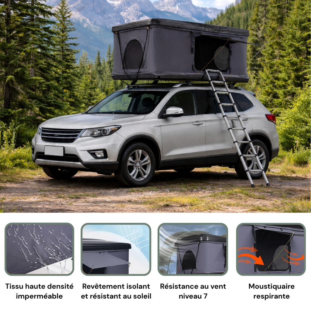 Tente de toit voiture 2–3 places – Coque rigide