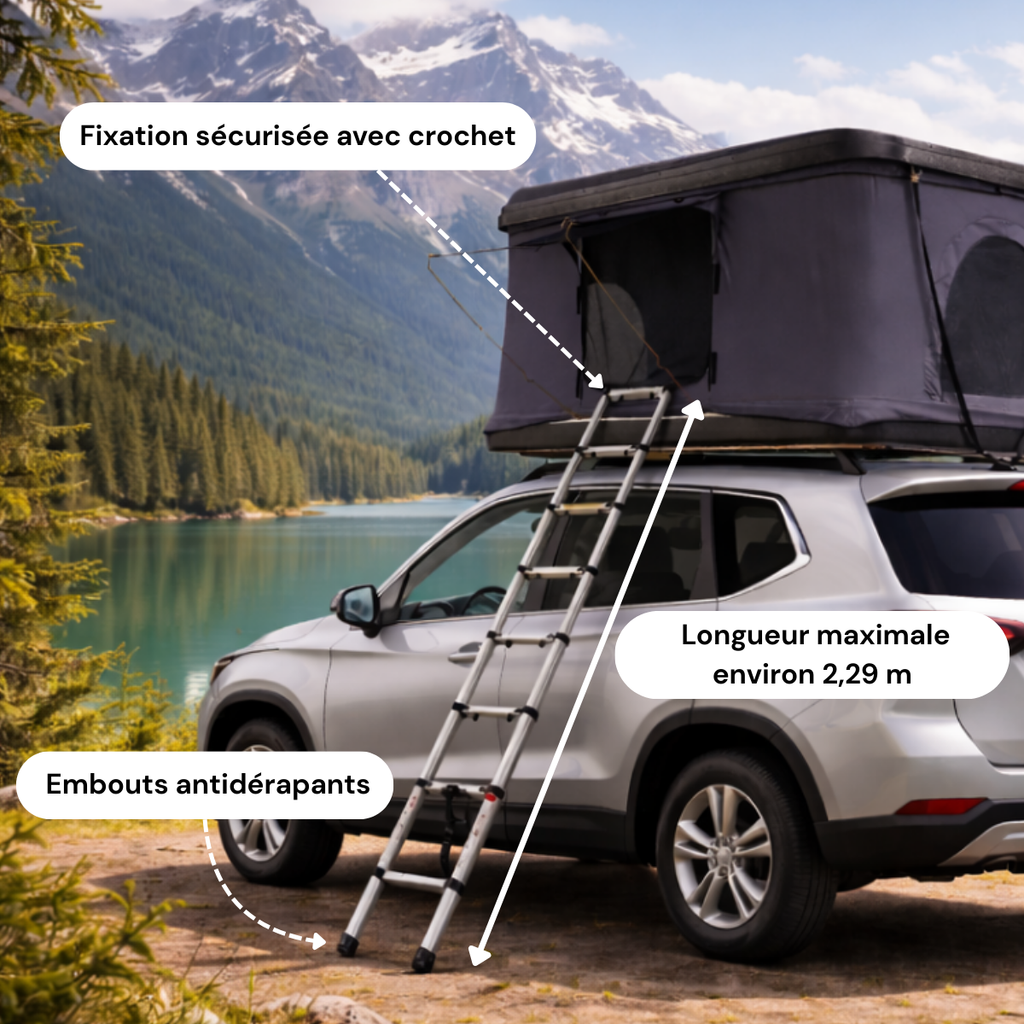 Tente de toit voiture 2–3 places – Coque rigide