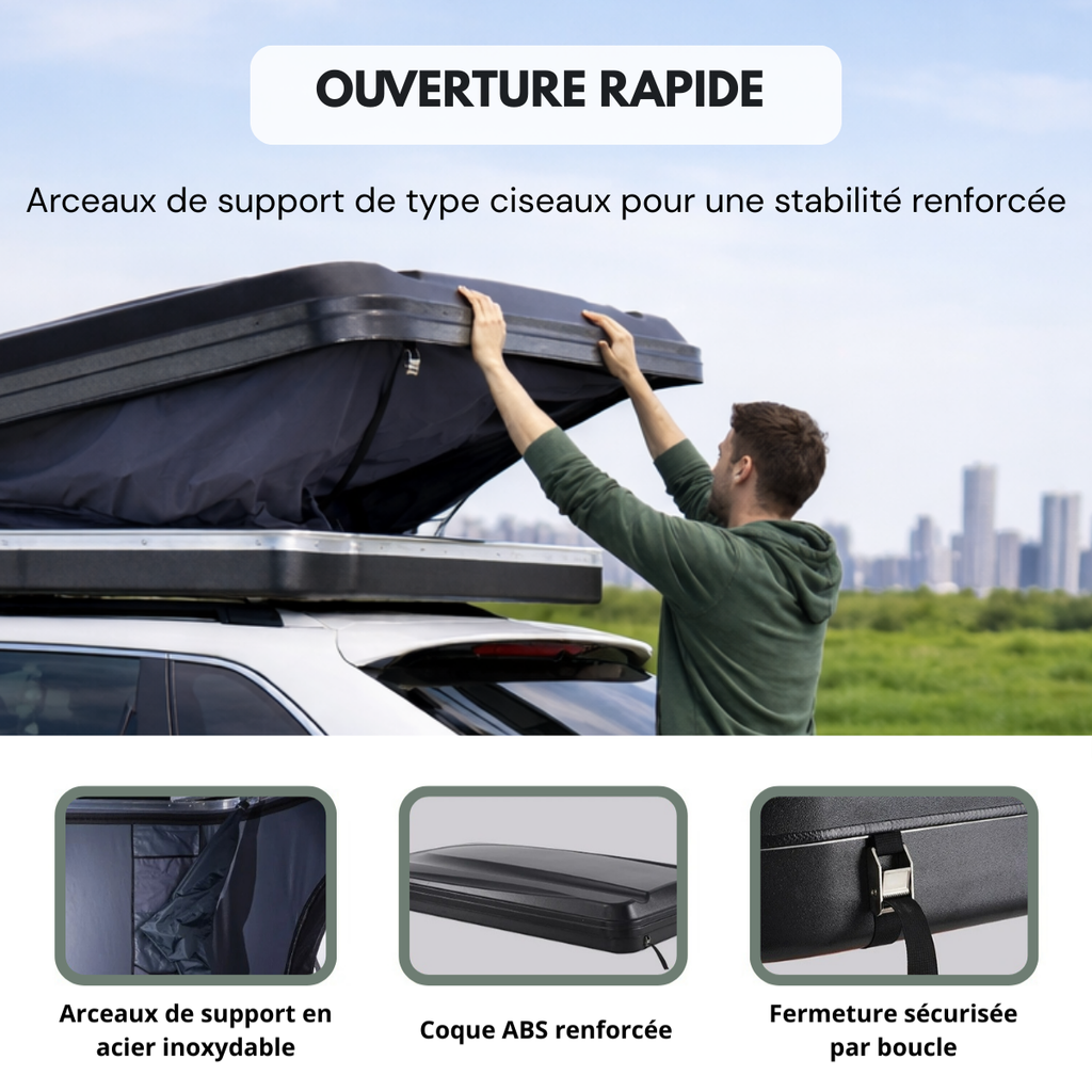 Tente de toit voiture 2–3 places – Coque rigide